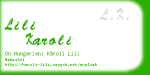 lili karoli business card
